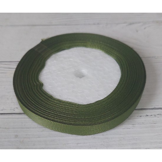 Лента репсовая однотонная 1 см*20 ярдов, цв. хаки, цена за катушку